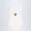 Bahari Cut-Out Hardware-Detail Swimsuit in White