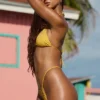 Baie Embellished Triangle Bikini Top in Golden Yellow