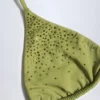 Baie Embellished Triangle Bikini Top in Olive Green