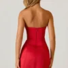 Baila Structured Tulip Mini Dress in Scarlet Red