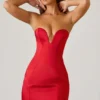 Baila Structured Tulip Mini Dress in Scarlet Red