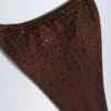 Bali Embellished Drawstring Thong Bikini Bottoms in Chocolate Brown