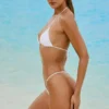 Bali Embellished Drawstring Thong Bikini Bottoms in White