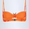 Baracoa Hardware-Detail Halterneck Bikini Top in Orange Orchid Print