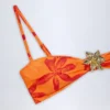 Baracoa Hardware-Detail Halterneck Bikini Top in Orange Orchid Print