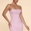 Basel Embellished Strapless Cowl Neck Mini Dress in Blush