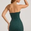 Basel Embellished Strapless Cowl-Neck Mini Dress in Emerald Green
