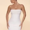 Basel Embellished Strapless Cowl Neck Mini Dress in Ivory