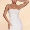 Basel Embellished Strapless Cowl Neck Mini Dress in Ivory