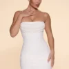 Basel Embellished Strapless Cowl Neck Mini Dress in Ivory