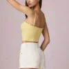 Beata High-Waist A-Line Shorts in Ecru Wash