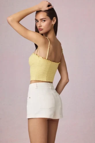 Beata High-Waist A-Line Shorts in Ecru Wash