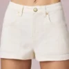 Beata High-Waist A-Line Shorts in Ecru Wash