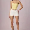 Beata High-Waist A-Line Shorts in Ecru Wash