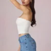 Beata High-Waist A-Line Shorts in Mid-Blue Wash