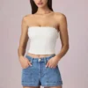 Beata High-Waist A-Line Shorts in Mid-Blue Wash
