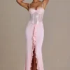 Beatrix Premium Embellished Lace Corset Gown in Baby Pink