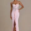 Beatrix Premium Embellished Lace Corset Gown in Baby Pink
