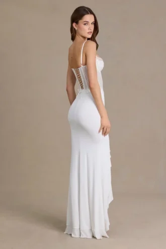 Beatrix Premium Embellished Lace Corset Gown in White