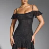 Beaufort Embellished Cold Shoulder Mini Dress in Black