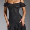 Beaufort Embellished Cold Shoulder Mini Dress in Black