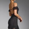 Beaufort Embellished Cold Shoulder Mini Dress in Black
