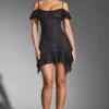 Beaufort Embellished Cold Shoulder Mini Dress in Black