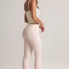 Bebe Modal Foldover Mid-Rise Flared Trousers in Stripe Print