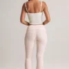 Bebe Modal Foldover Mid-Rise Flared Trousers in Stripe Print