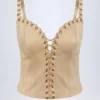 Bela Lace-Up Top in Tan