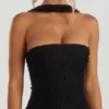Belgravia Embellished Bandeau Maxi Dress in Black