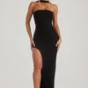 Belgravia Embellished Bandeau Maxi Dress in Black