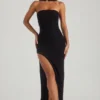 Belgravia Embellished Bandeau Maxi Dress in Black