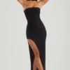 Belgravia Embellished Bandeau Maxi Dress in Black