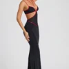 Bella Contrast Binding Cut Out Evening Gown in Black