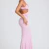 Bella Contrast Binding Cut Out Evening Gown in Soft Pink