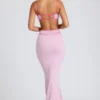Bella Contrast Binding Cut Out Evening Gown in Soft Pink