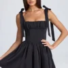 Bellamy Draped Corset Mini Dress in Black