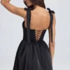 Bellamy Draped Corset Mini Dress in Black
