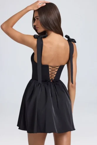 Bellamy Draped Corset Mini Dress in Black