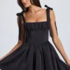 Bellamy Draped Corset Mini Dress in Black