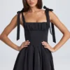 Bellamy Draped Corset Mini Dress in Black