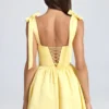 Bellamy Draped Corset Mini Dress in Lemon Sherbet