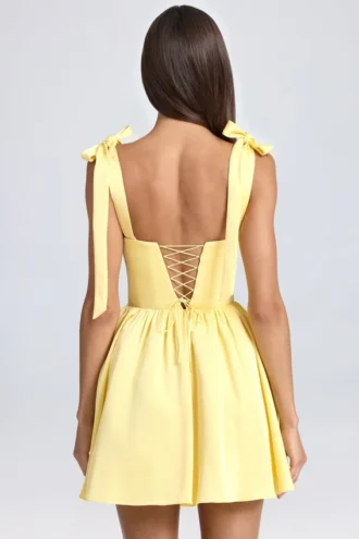 Bellamy Draped Corset Mini Dress in Lemon Sherbet