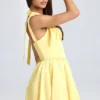 Bellamy Draped Corset Mini Dress in Lemon Sherbet