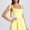 Bellamy Draped Corset Mini Dress in Lemon Sherbet