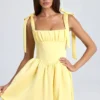 Bellamy Draped Corset Mini Dress in Lemon Sherbet