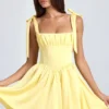 Bellamy Draped Corset Mini Dress in Lemon Sherbet