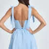 Bellamy Draped Corset Mini Dress in Powder Blue