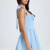 Bellamy Draped Corset Mini Dress in Powder Blue